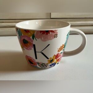 Target Opalhouse "K" Mug Flowers Monogram Stoneware Cup kitchen floral